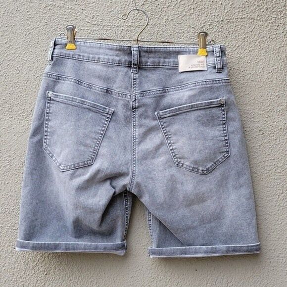 Vintage Y2K MAC-Jeans Mens 34 Gray  Chambray Button Front Shorts Germany - Picture 5 of 9